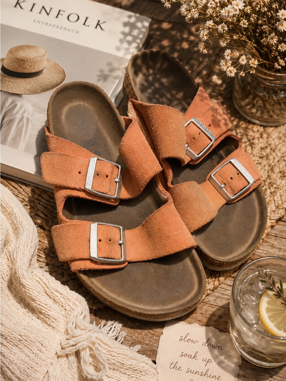 Birkenstock Arizona Big Buckle Pink Clay Suede Sandals Size 39 GUC